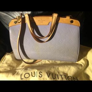 Authentic Louis Vuitton Lilac Vernis Monogram Brea MM bag